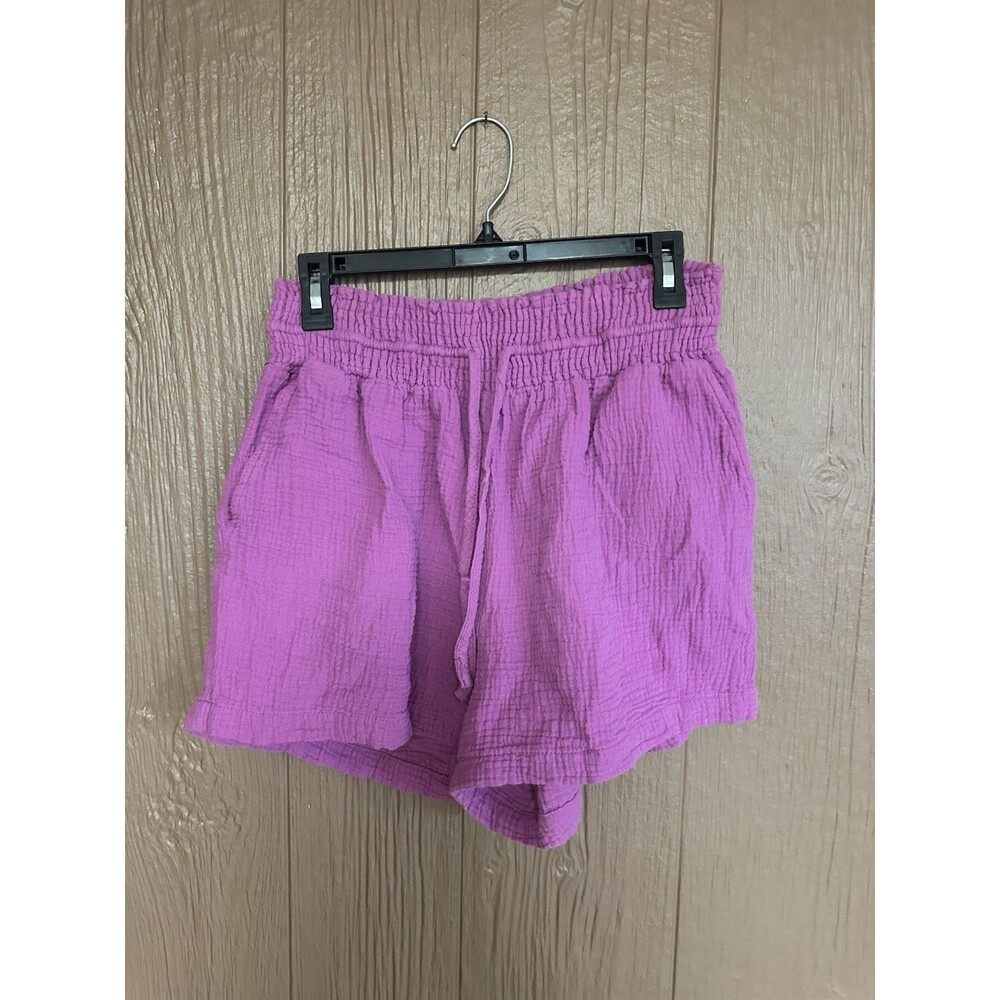 Joie Paper Bag High Waist Shorts Size Medium Magenta Gauze Like Cotton Casual‎